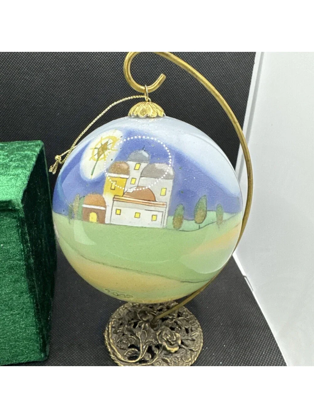 Vintage 2002 Li Bien Christmas Glass Ornament Pier One Angel Lamb Child Ball